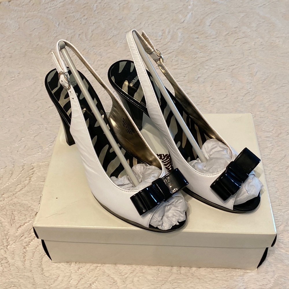 Black and white heels